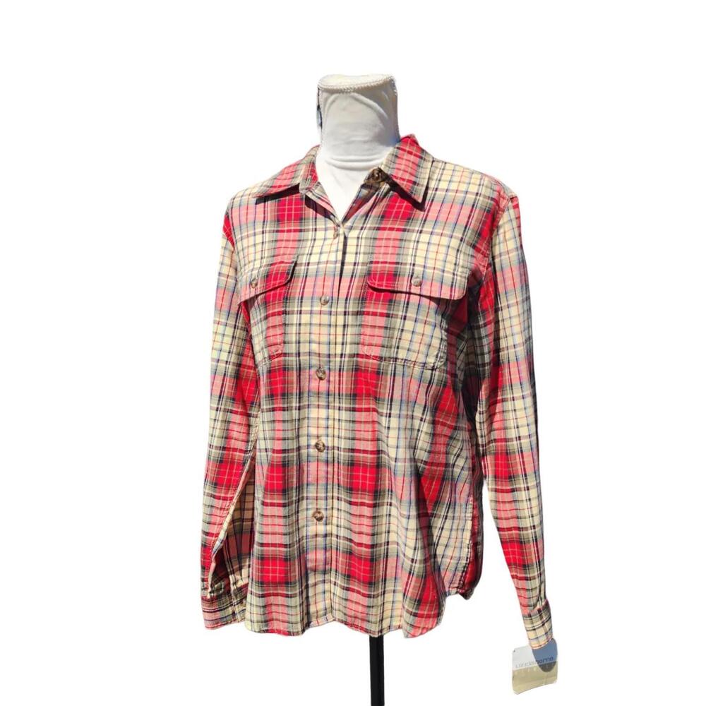 Liz Claiborne. Vintage, 100% Cotton Plaid Flannel. Size: S NWT